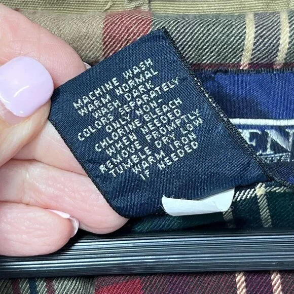 Lands End Mens Canvas XL Barn Coat Corduroy Collar Button Front Brown Tan Lined - Picture 13 of 16